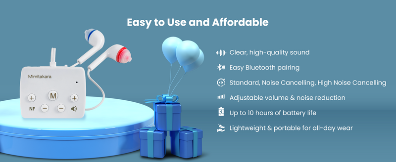 Mimitakara P2 rechargeable hearing aids for seniors, lightweight and discreet